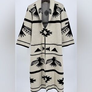 Vertigo Paris Black & Cream Navajo-Inspired Long Cardigan